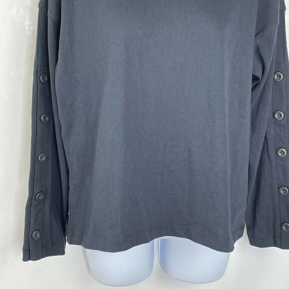 Madewell Black Turtleneck Button Sleeve Top Blouse NWT Size XS - Picture 4 of 8